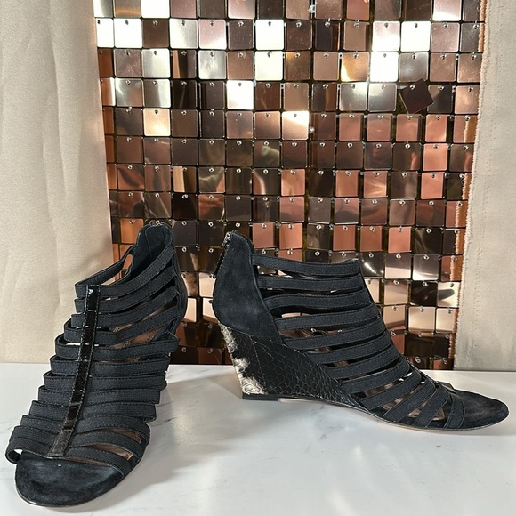 Donald J Pliner Pelle Elastic Strappy Wedge Sandals Women's Size 8 with Reptile - Picture 7 of 12